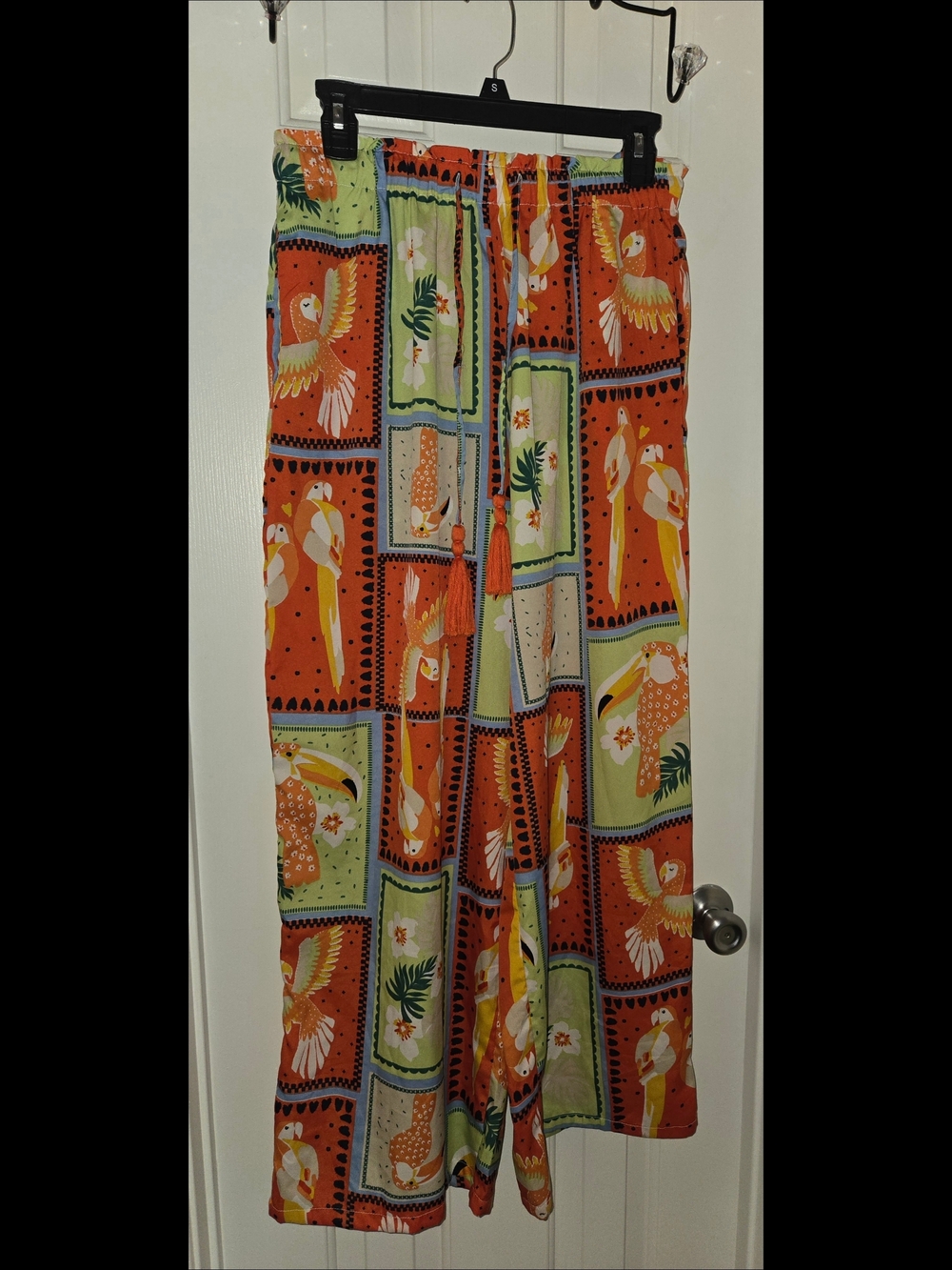 Live 4 Truth Pants Orange Block Print Wide Legged Flowy Women's Size Medium EUC